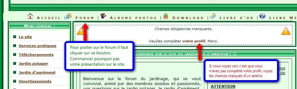 lien forum et modif profil